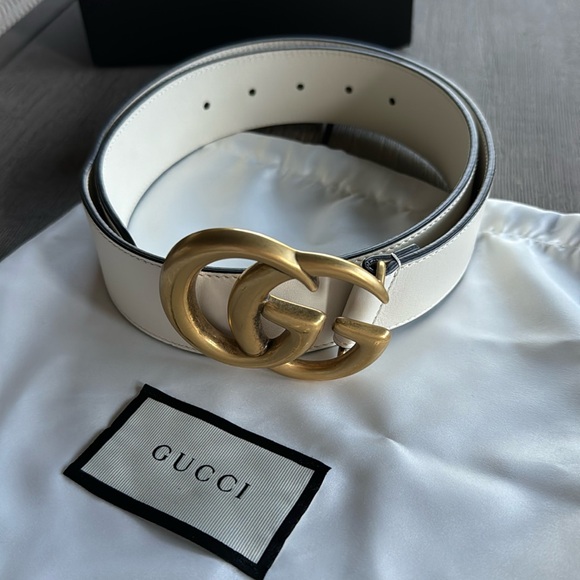 Gucci double GG Marmot wide leather belt - Picture 1 of 6